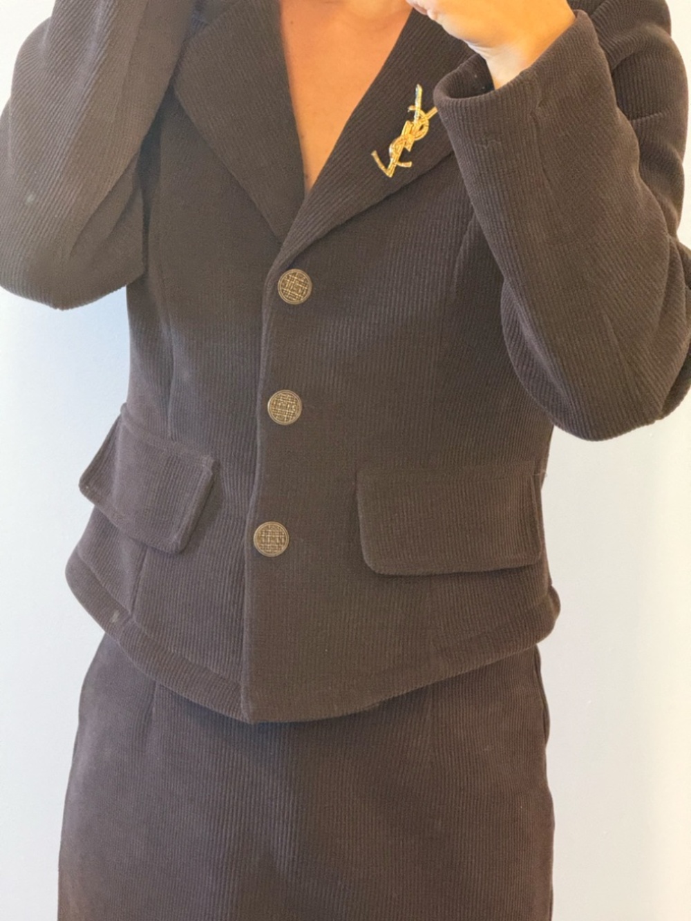 Brown Matching Set Jacket and Skort